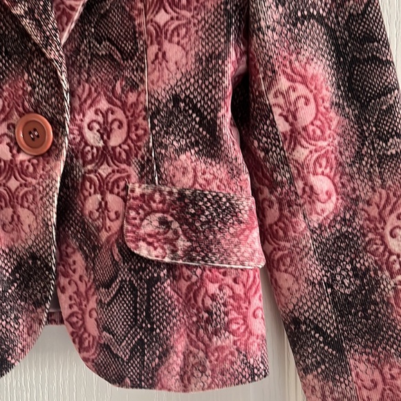 Bohemian blazer jacket, size XS, colours pink and black-grey prints. Vintage - Picture 3 of 7